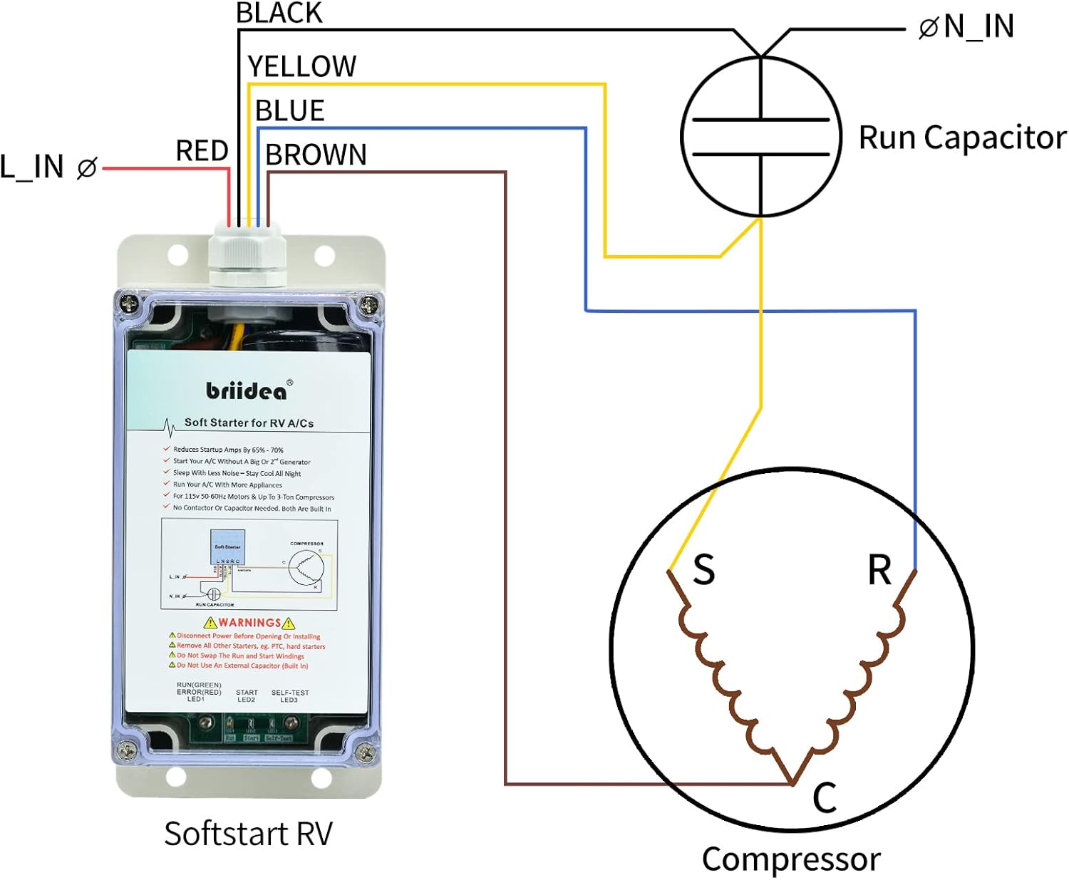 Soft Start for RV Air Conditioner, Briidea Soft Starter for RV Enables Easy Start an A/C & Appliances on RV Power with a Small Generator