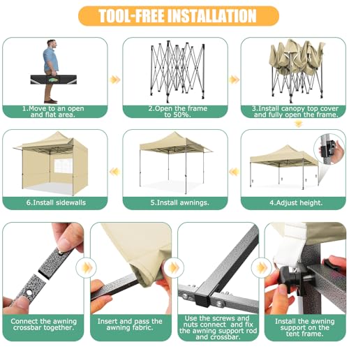 COBIZI 10x10 Pop Up Canopy Tent with Awning