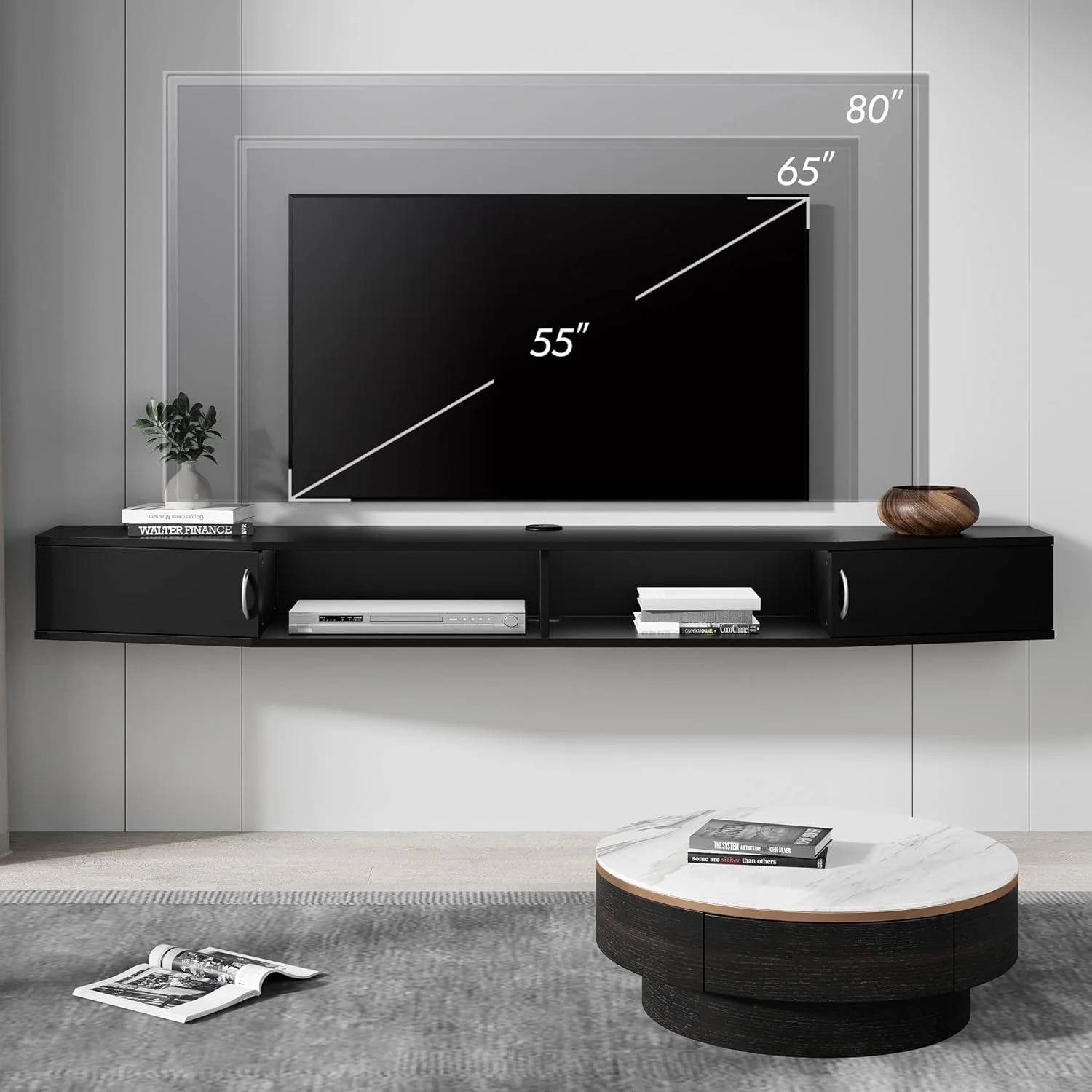 Floating TV Stand with Cabinet