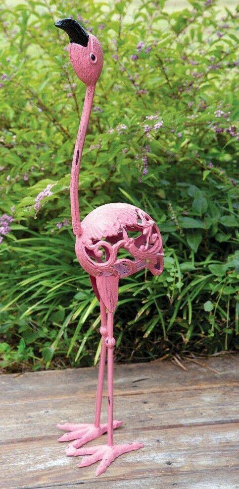 Large Cast Iron Flamingo Statue