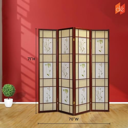 Legacy Decor 3 Panels Room Divider - Portable & Foldable Freestanding Room Privacy Screen - 71” Tall Botanical Floral Dressing Screen
