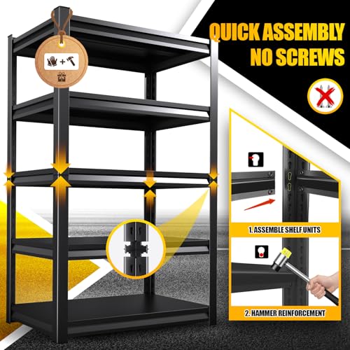 Garage Shelving Heavy Duty Storage Shelves,5-Tier Adjustable Shelving Unit 3000LBS Metal Storage Rack Shelf for Basements