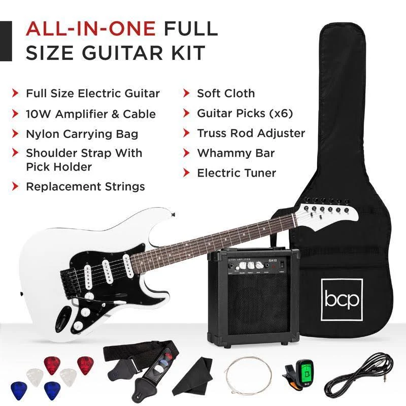 Best Choice Products 39in Full Size Beginner Electric Guitar Kit with Case, Strap, Amp, Whammy Bar - Socal Green