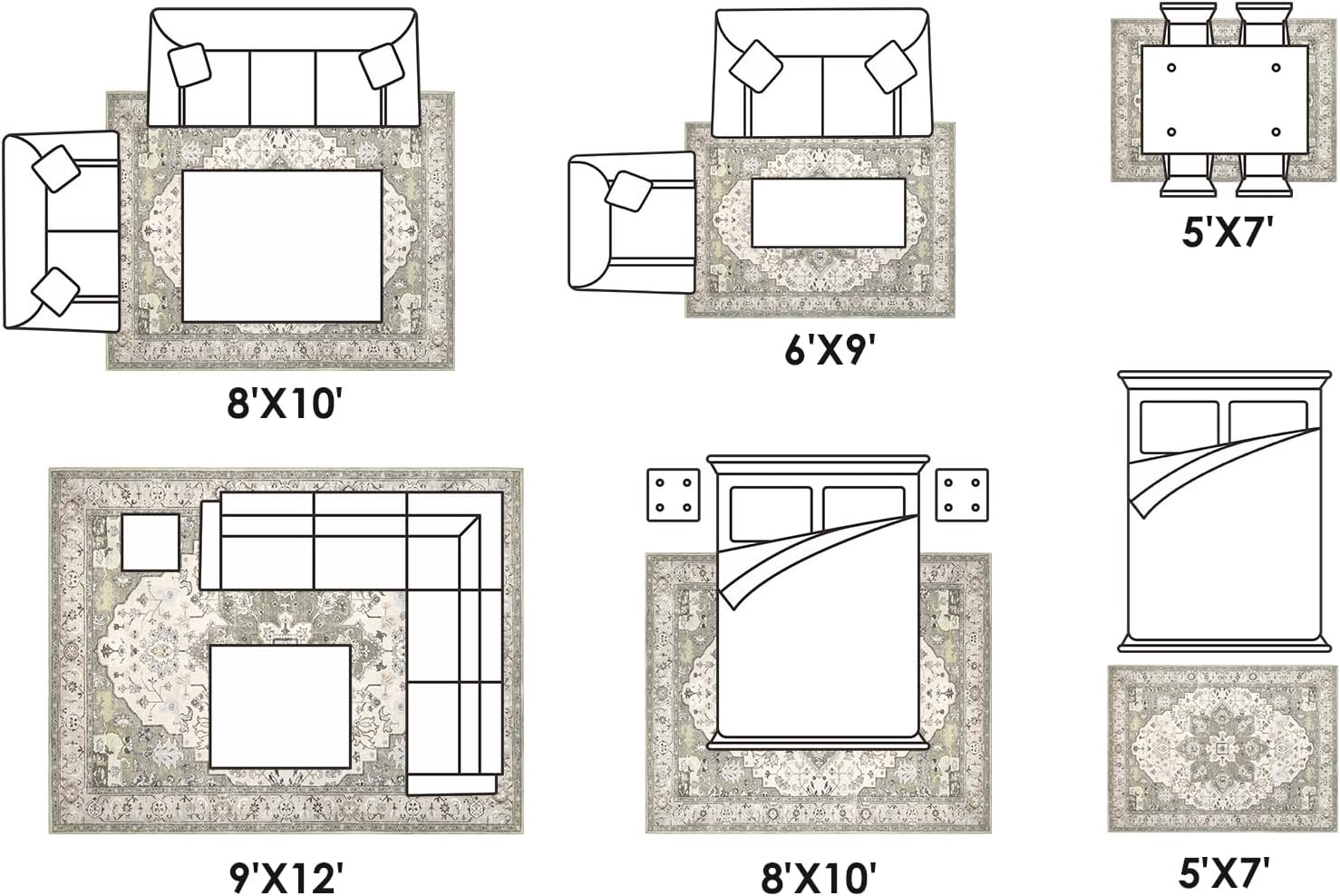 Large Area Rug for Living Room 9x12
