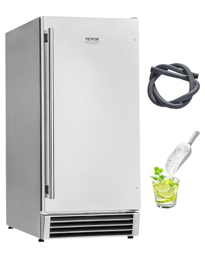 VEVOR Under Counter Ice Maker Machine, Crescent Ice, 25 Lbs/Day Stainless Steel Built in Ice Maker with Reversible Door