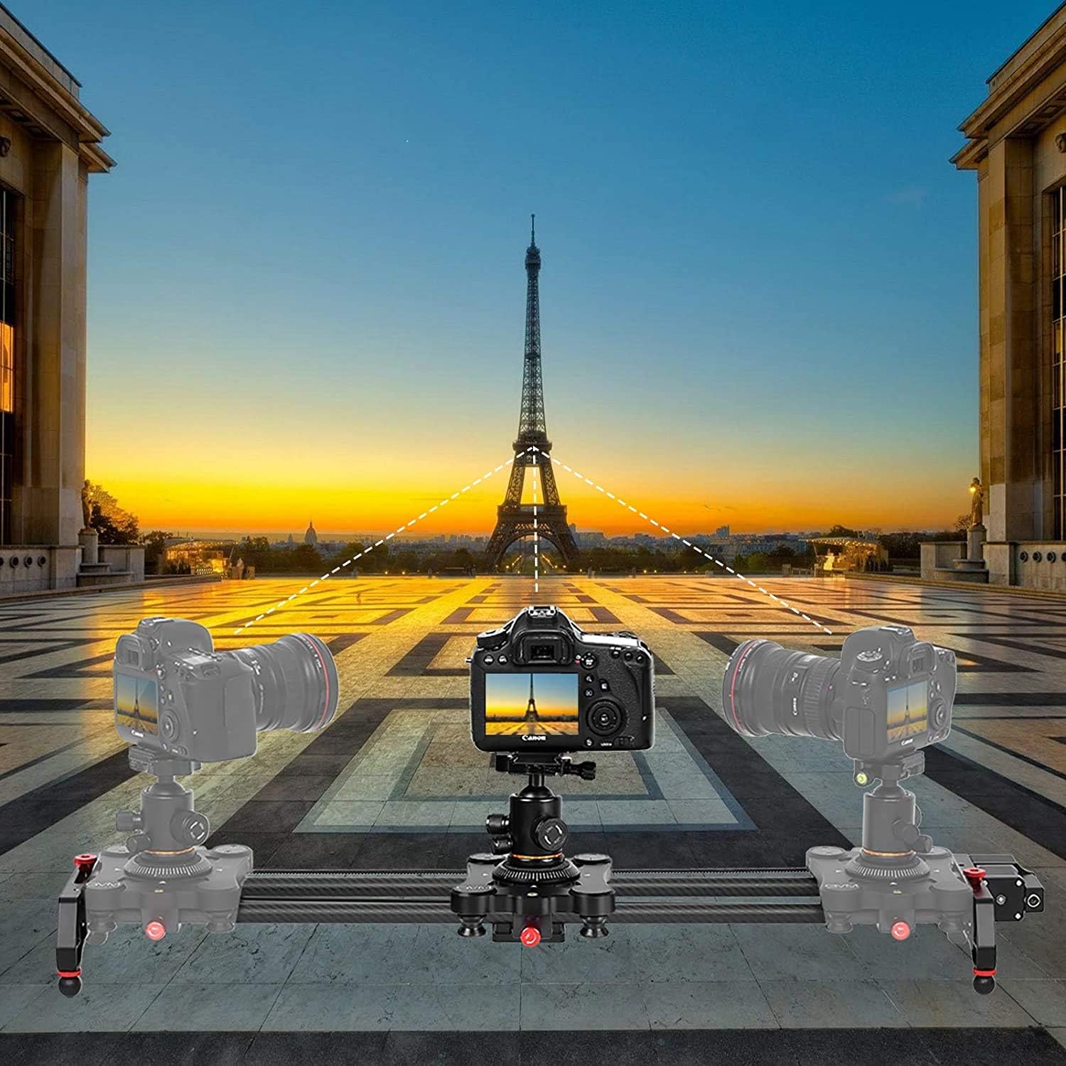 GVM Motorized Camera Slider, 31 Carbon Fiber Dolly Rail Camera Slider with Time-Lapse Photography