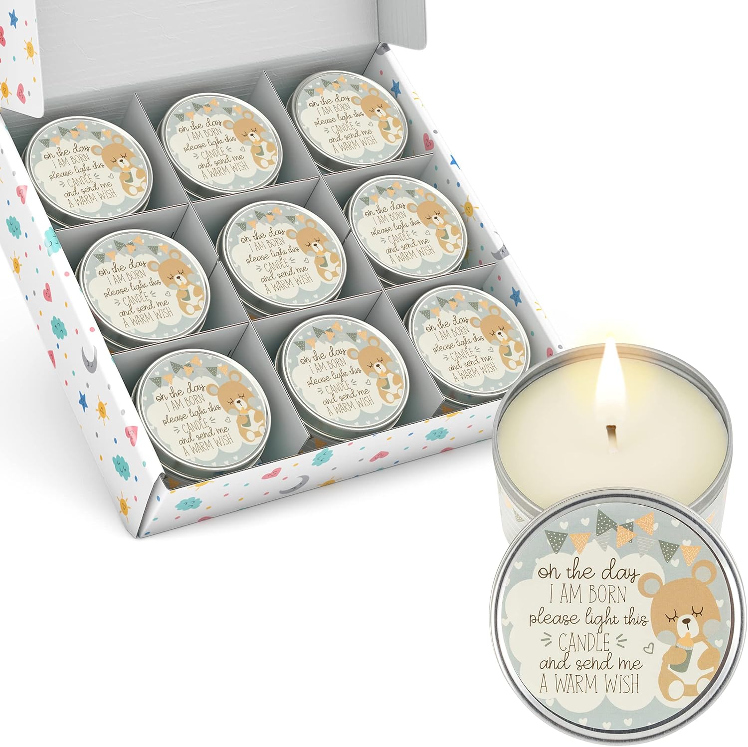 Totally Unique Baby Shower Party Favors Candles for Boys (9 Pack) | Baby Shower Favors for Guests Boy | Baby Shower Favors for Boys | Blue Baby