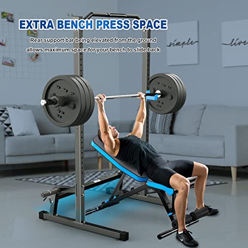 BEKING Power Rack Squat Rack Cage with Pull Up Bar,Adjustable Power Cage Exercise Squat Stand with Barbell Rack Weight Plate Storage