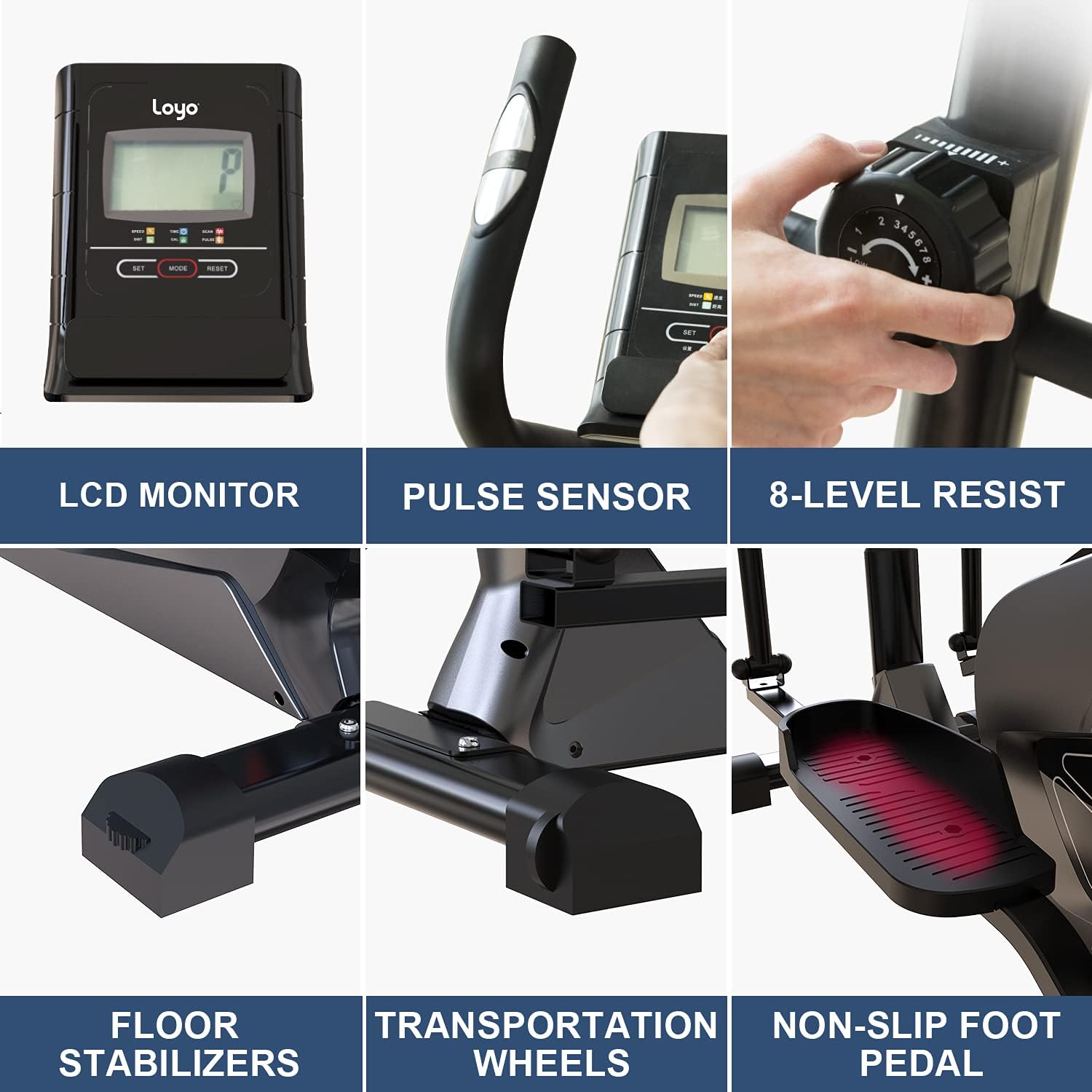 Loyo Elliptical Exercise Machine,Magnetic Elliptical Trainer Machine with 3PC Crank