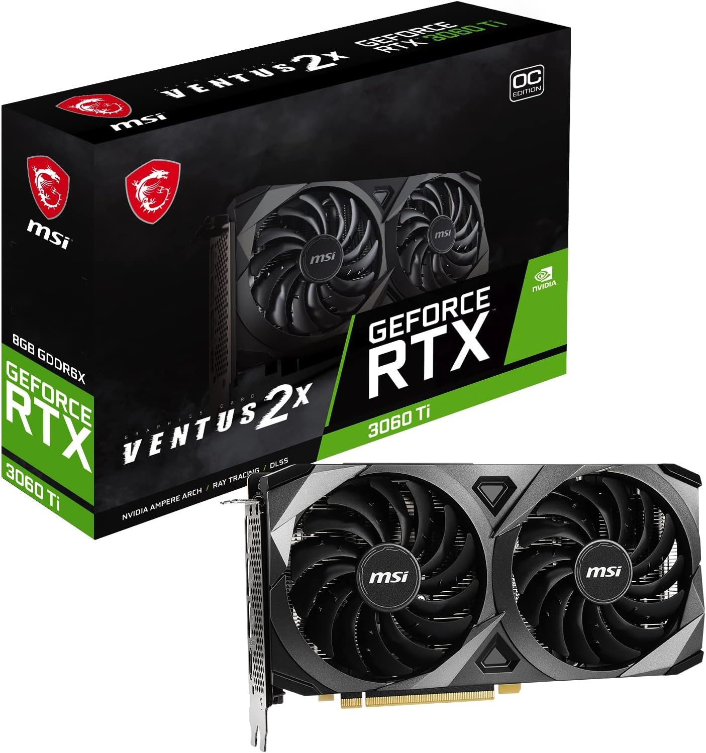 MSI Gaming GeForce RTX 3060 Ti LHR 8GB GDRR6X, Boost Clock: 1695 MHz, 256-Bit, HDMI/DP, Nvlink, Torx Fan 3