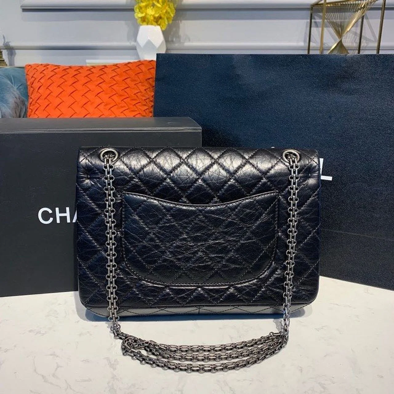 Chanel 2.55 Handbag Silver Hardware Black For Women, Women&rsquo;s Bags, Shoulder And Crossbody 11in/28cm A37586