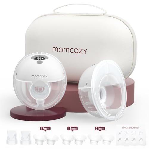 Momcozy M5 Hands-Free Wearable Breast Pump, Double-Sealed Flange for Baby-Like Comfort, 3 Modes & 9 Suction Levels, Portable Electric Pump – 24mm