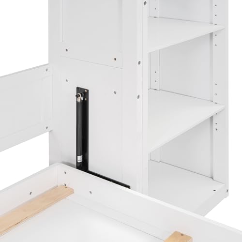 Harper & Bright Designs Full Size Murphy Bed Wall Bed with Storage Shelves, Drawers and LED Lights