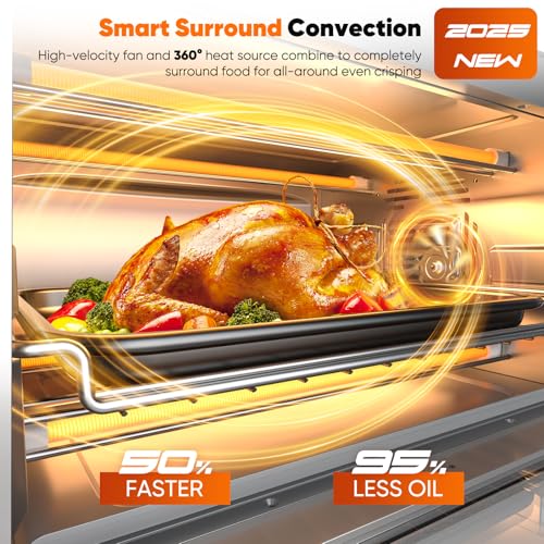 Nuwave Bravo Pro Smart 21QT Toaster Oven Air Fryer Combo, Convection Oven Countertop, 10 functions all in 1, with even & quick crisp technology
