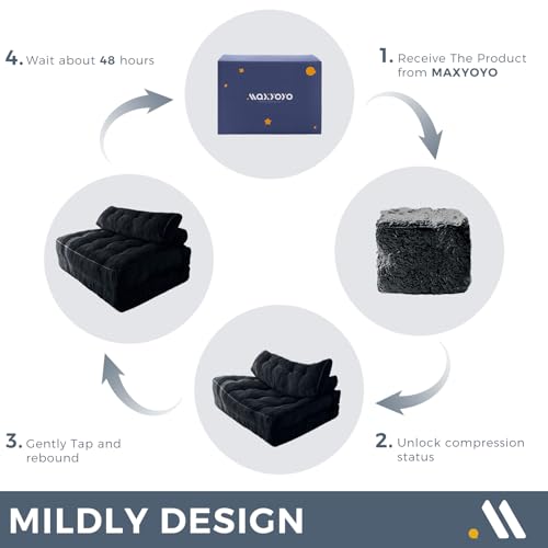 MAXYOYO Folding Sofa Bed, Convertible Sleeper Chair with Pillow Foldable Mattress with Back Support