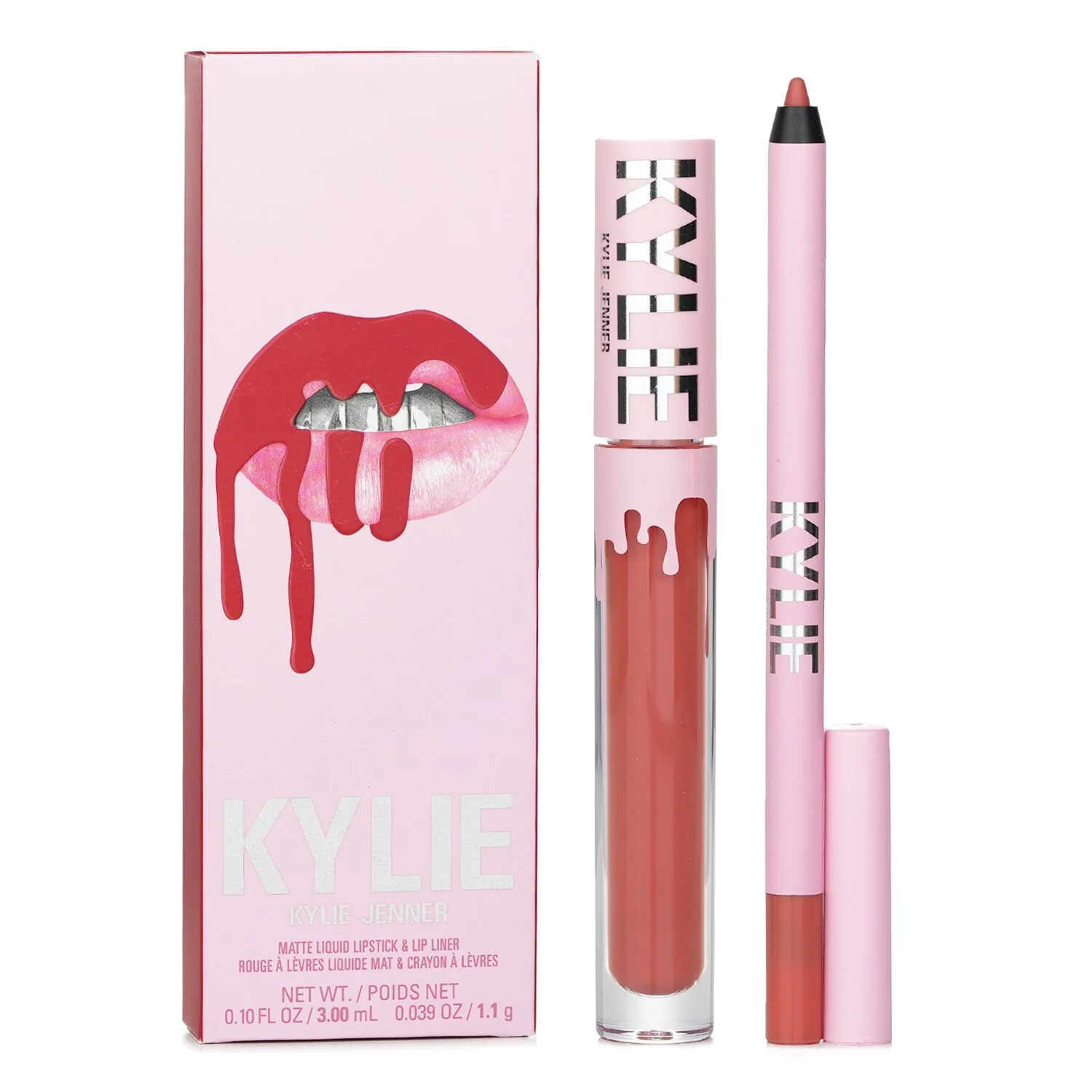Kylie By Kylie Jenner Matte Lip Kit: Matte Liquid Lipstick 3ml + Lip Liner 1.1g - # 802 Candy K Matte (box slightly damage) 2pcs