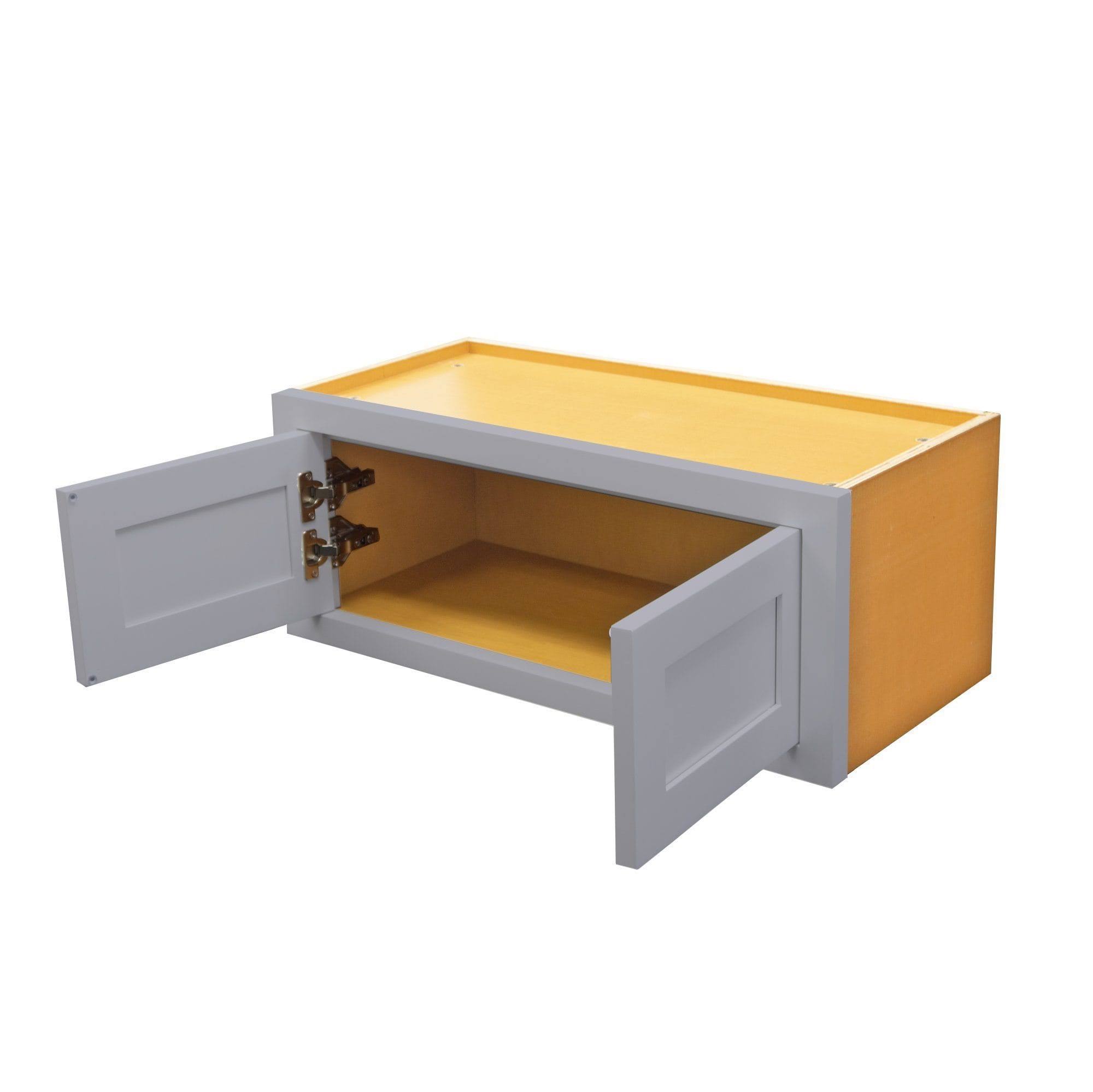 RTA Wholesalers 30x22 Wide Inset Bridge Light Gray Inset Shaker Wall Cabinet - Double Door 12x22 Tall