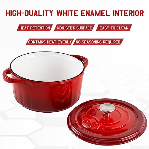 Enamel Cast Iron Dutch Oven - 2 Quarts Dutch Oven Pan With Lid, Durable Enamel Dutch Oven For Bread Baking, Nonstick Bread Dutch Oven
