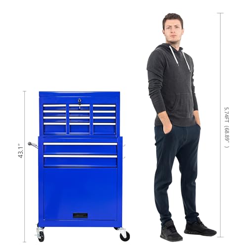 5-Drawer Rolling Tool Chest, Modular Tool Cabinet with Brake Casters & Removable Drawers, Workshop Toolbox Cart for Factory/Garage, Black