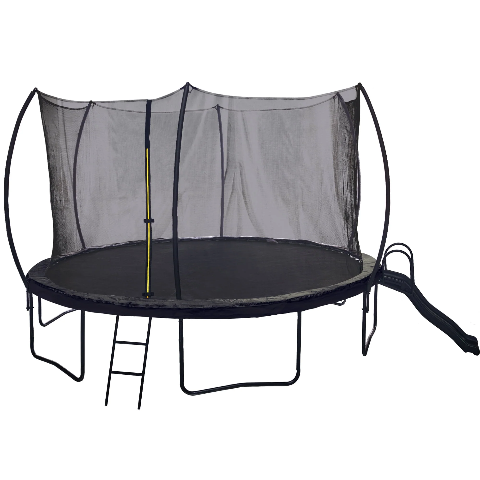 Soges 12FT Trampoline with Slide for Kids and Adults Outdoor Trampoline with Ladder and Safety Enclosure Net Pumpkin Trampoline with Curved Poles