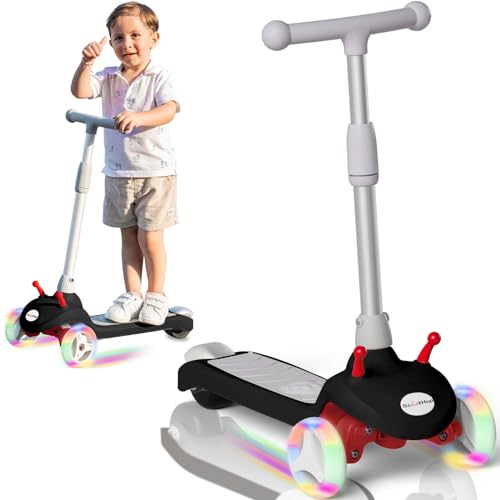 Electric Scooter for Kids Ages 3-8, Kids Electric Scooter, 3 Wheel Toddler Scooters with Flash Wheels and Widen Anti-Slip Deck, 3 Adjustable Height