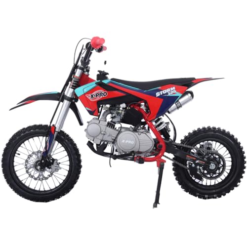 X-PRO 125cc Kids Dirt Bike Pit Bike Youth Dirt Pit Bike with 4-Speed Semi-Automatic Transmission, Big 14"/12" Tires!