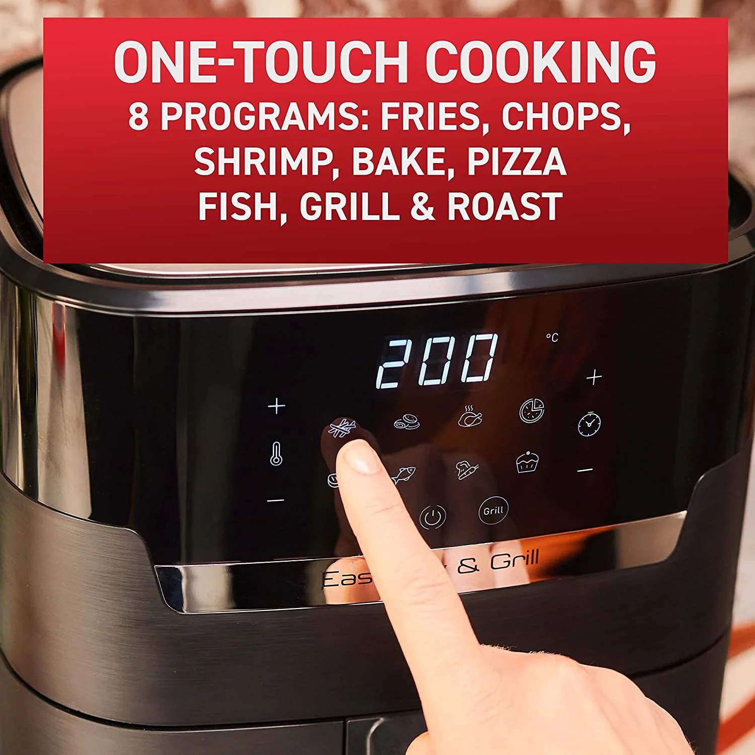 Air Fryer & Grill Combo Digital, 2-in-1, 4.4 Qrt, black