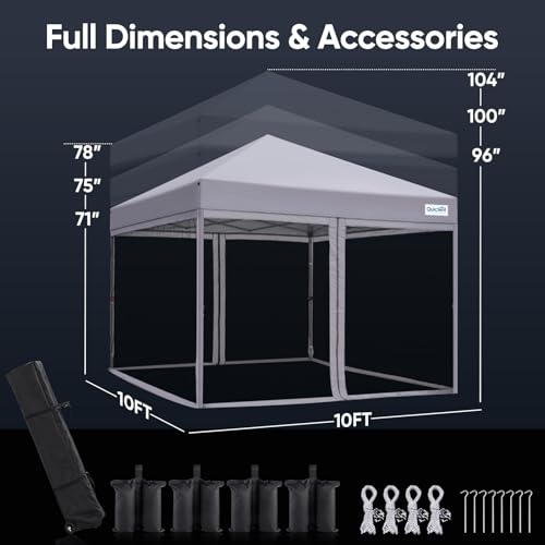 Quictent 6.6'x6.6' Pop up Screened Canopy Tent with Mosquito Netting, Portable Easy up Outdoor Screen House Shelter Fully Sealed for Patio