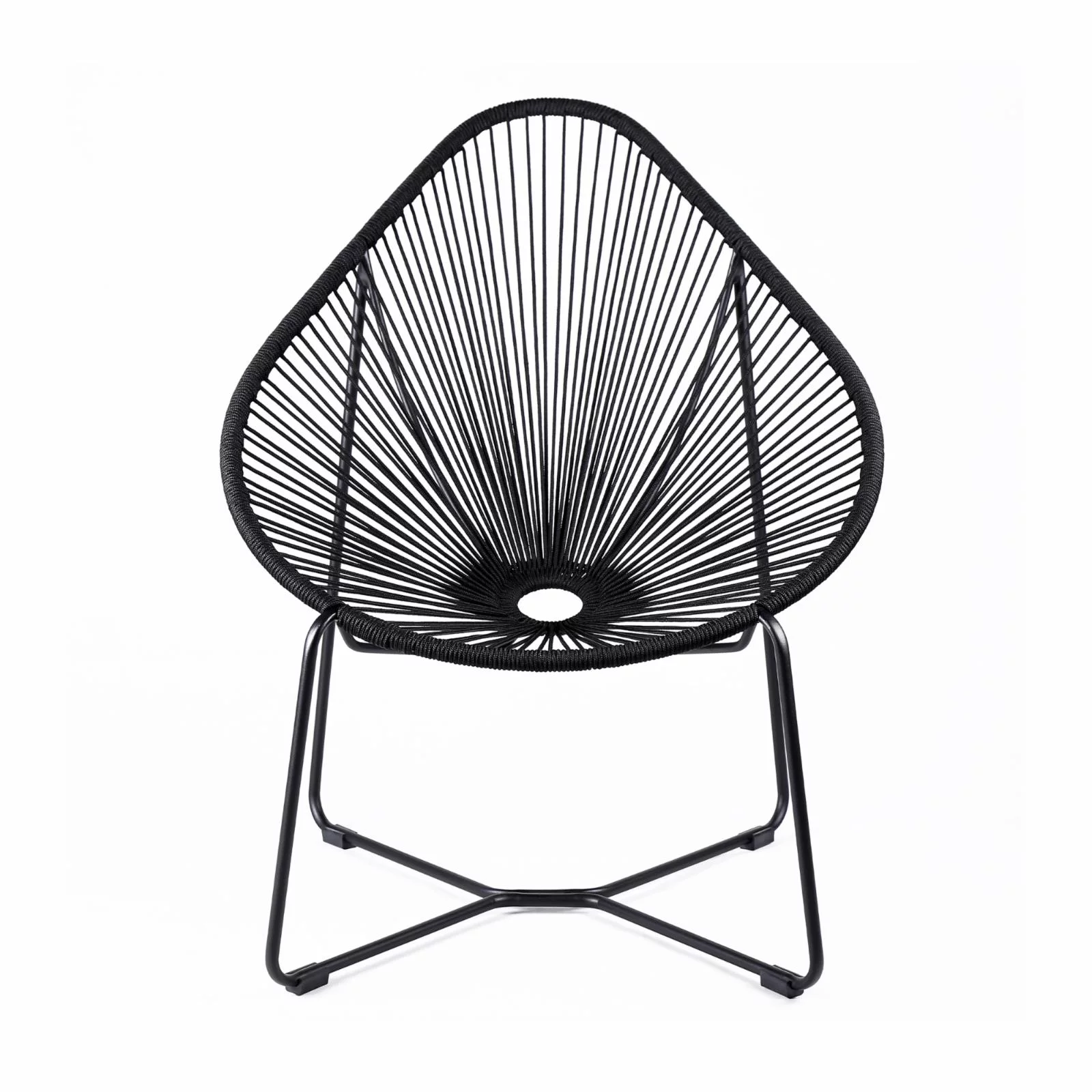 Armen Living Acapulco Indoor Outdoor Fabric Lounge Chair in Green/Black