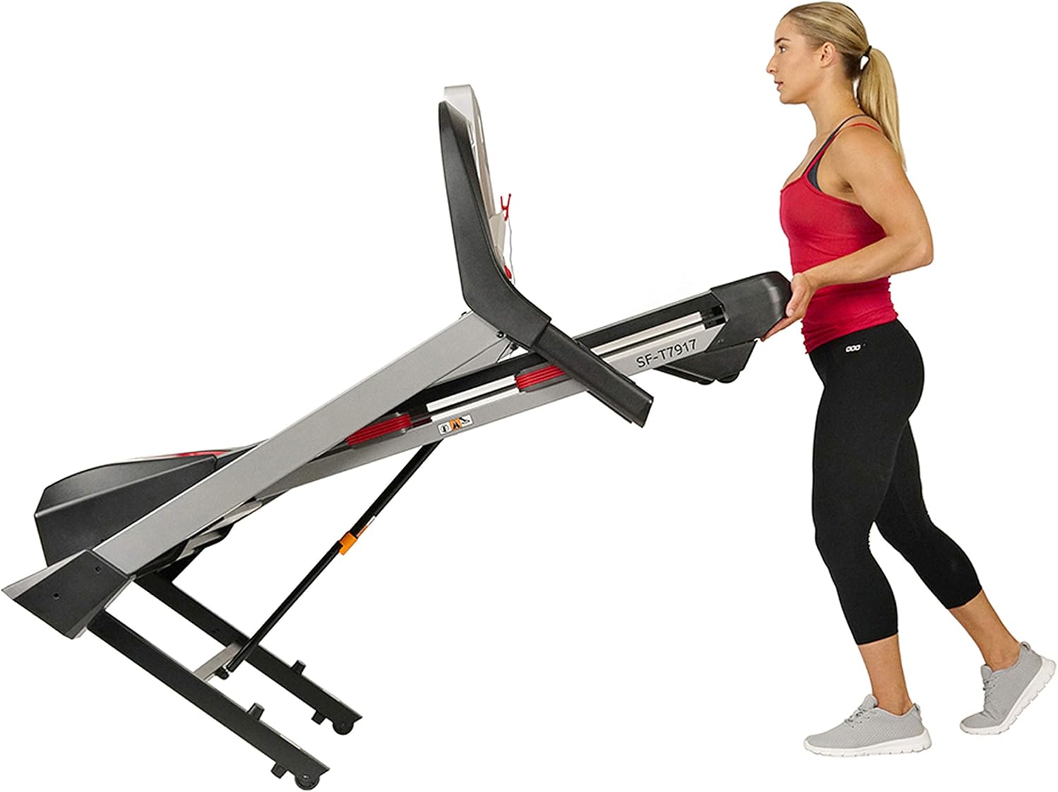 Sunny Health & Fitness Folding Treadmill for Home Exercise with 265 LB Capacity, Device Holder, Bluetooth Speakers and USB Charging - SF-T7917