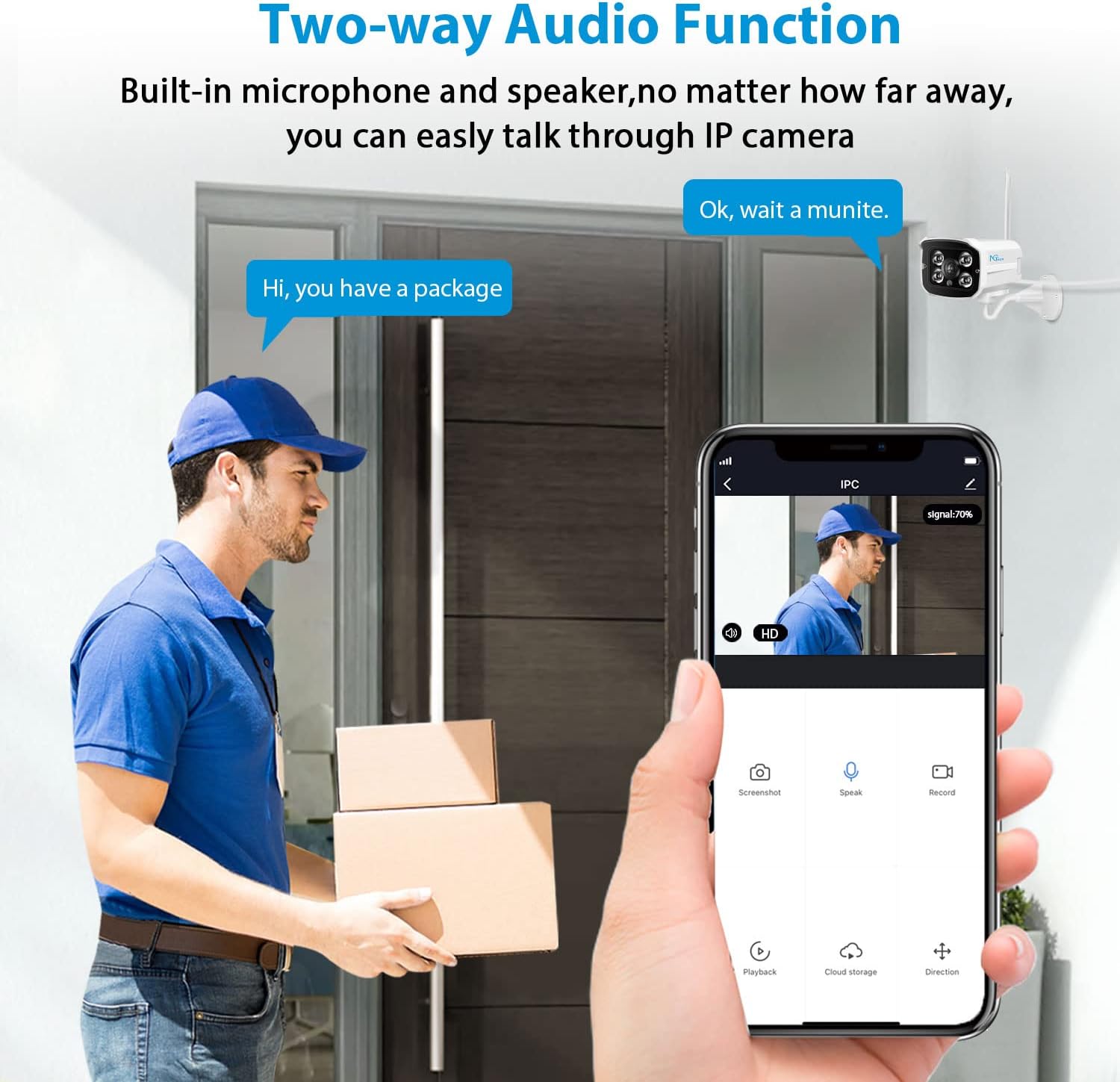 Wireless Security Camera System with 1TB Hard Drive/Two-Way Audio, NGTeco 4Pcs WiFi Video Surveillance Cameras