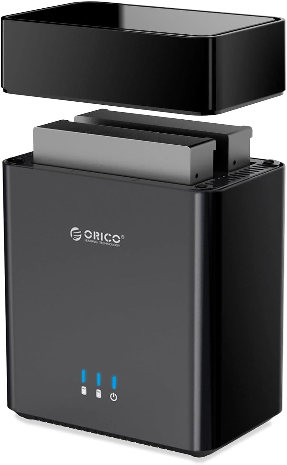 ORICO 2Bay Hard Drive Enclosure USB3.0 to SATA 3.5inch Enclosure Magnetic Tool-Free External HDD SSD Enclosure Storage Case Built-in Fan for Data