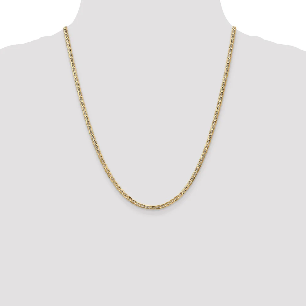 Leslie's Real 14kt Yellow Gold 3mm Concave Anchor Chain; 22 inch; Lobster Clasp; for Adults and Teens; for Women and Men