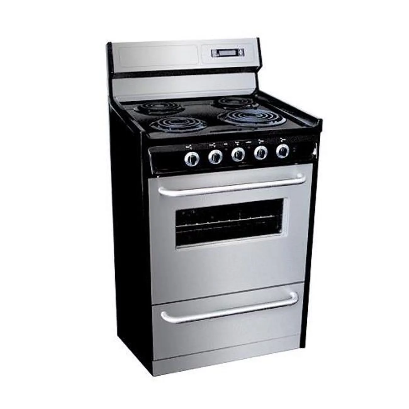 30 Inch Electric Gas Range With Clock And Timer - Stainless Steel And Black - Curated Treasures Market