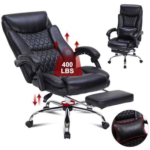 400lbs Reclining Executive Office Chair with Foot Rest,Big and Tall Ergonomic Office Chair with,Home Office Desk Chairs for Heavy People (Khaki)