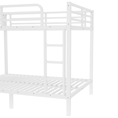 Heavy Duty Bunk Bed Frame with Ladder, Twin XL Over Twin XL Bunk Beds with Safety Guardrails, Adults Bunk Beds with Noise-Reducing Rubber Stoppers