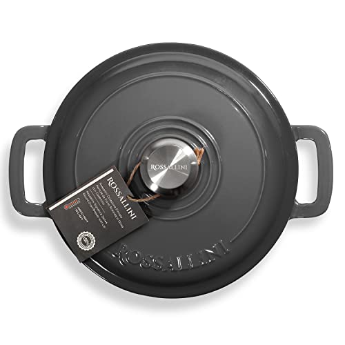 Signature Enameled Cast Iron Dutch Oven, Non-Stick Serving Pot with Tight Fitting Lid for Perfect Roasting, Baking, Sauteing