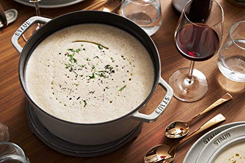 STAUB Cast Iron Dutch Oven 5.5-qt Round Cocotte, Made in France, Serves 5-6, Black Matte