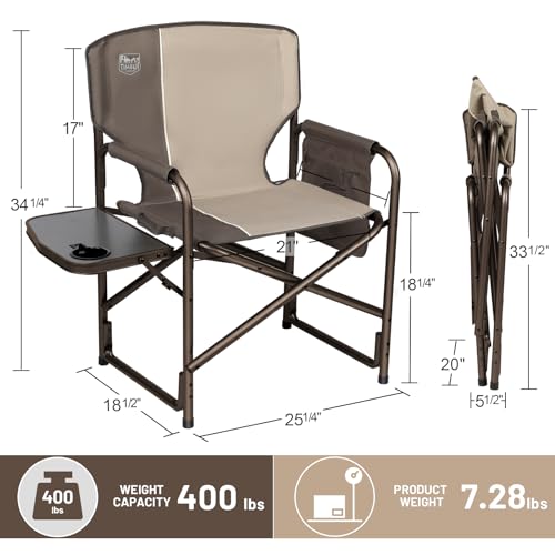 TIMBER RIDGE Folding Rocking Camping Chair, 400lbs Capacity Portable Oversized Outdoor Rocker with Hard Armrests, Cup Holder & Side Pocket