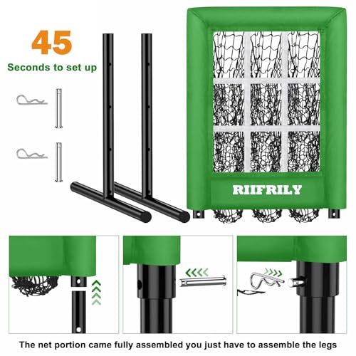 Heavy-Duty 9 Hole Baseball Pitching Net with Pitching Target Pockets, Regulation Size Strike Zone