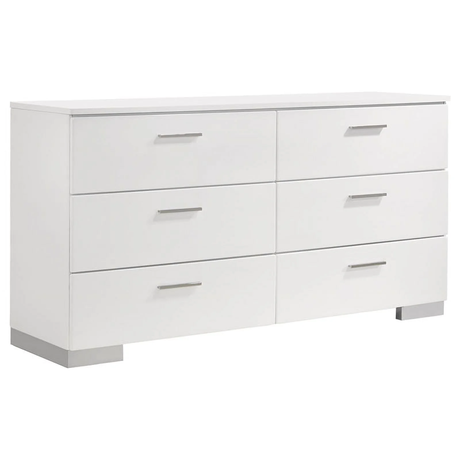 Pemberly Row 4-Piece Modern Wood Eastern King Bedroom Set in Glossy White