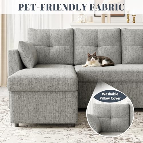 Oversized Sleeper Sofa Couch, 110 inch 2 in 1 Pullout Couch Bed with Double Storage Chaise