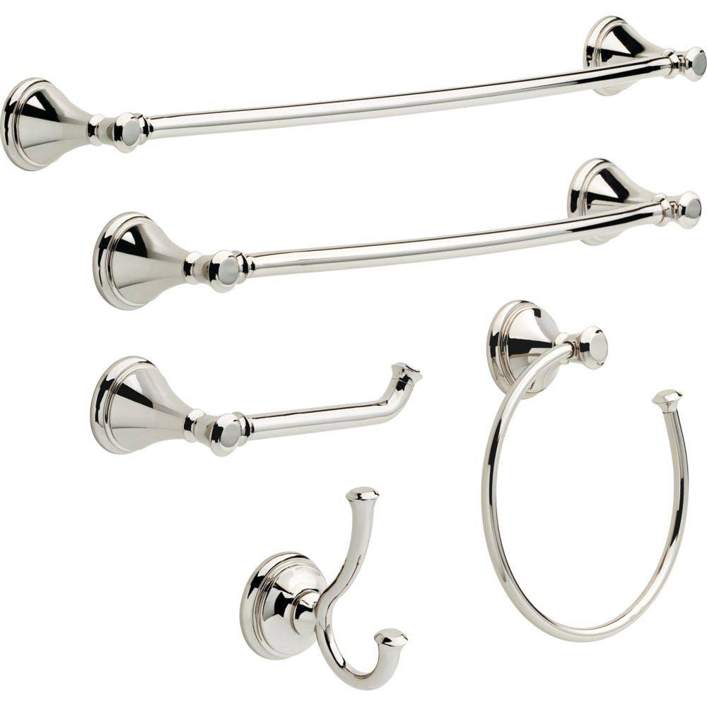 Delta Cassidy 5-Piece Bath Hardware Set in Polished Nickel