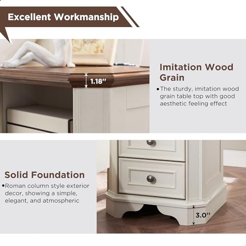T4TREAM Farmhouse 5 Drawers Dresser for Bedroom, 48" Tall Wood Rustic Chest of Drawers with Natural Texture, Vintage Design
