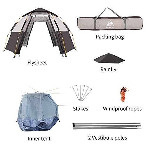 Hewolf Waterproof Instant Camping Tent - 2/3/4 Person Easy Quick Setup Dome Family Tents for Camping