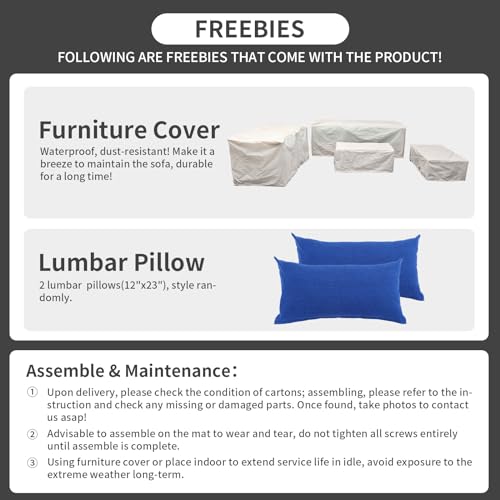 Rattaner Patio Wicker Furniture Set 6 Pieces Outdoor HDPE Wicker Conversation Couch Sectional Chair Sofa Set with Grey Cushions