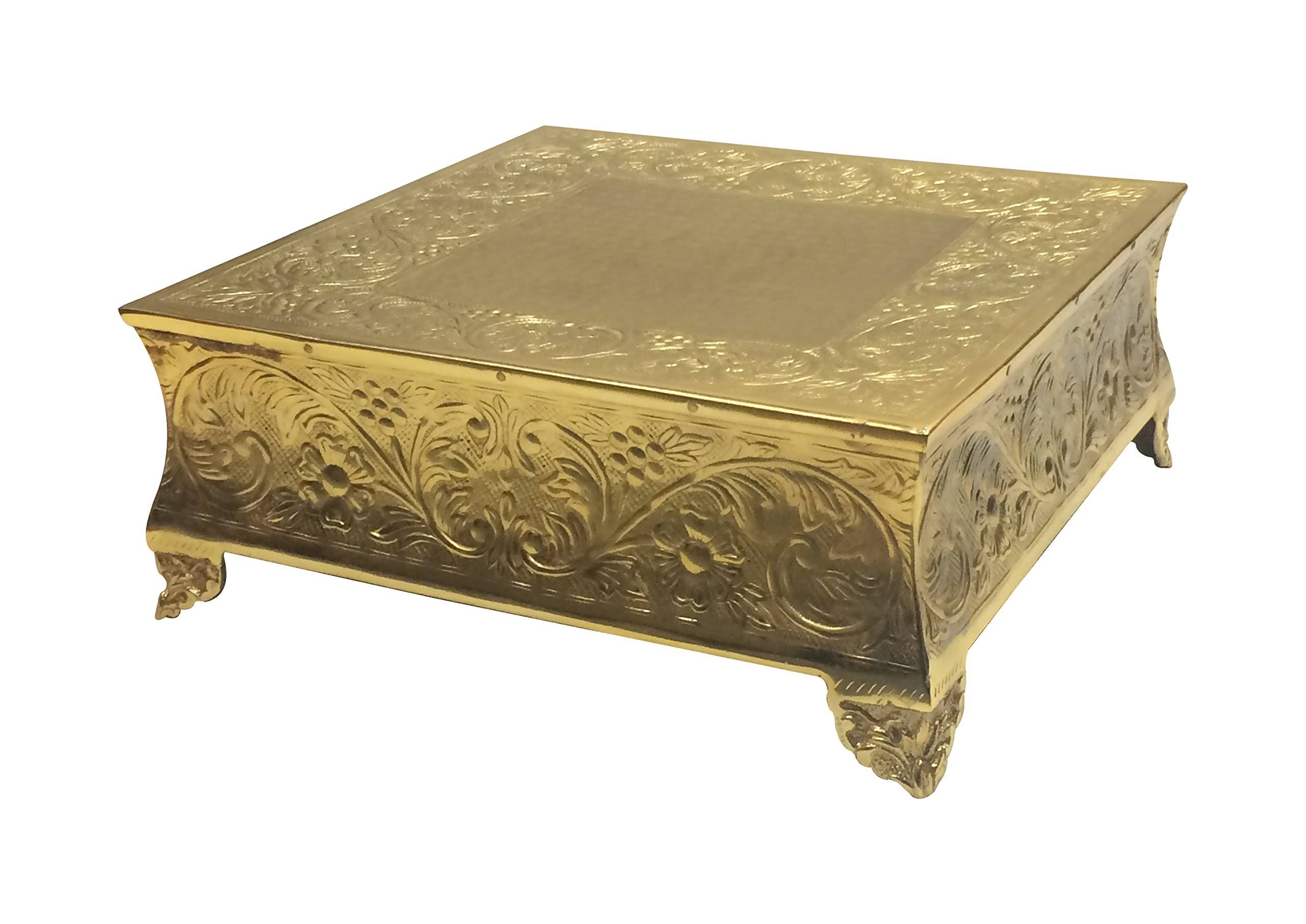 GiftBay Gold Wedding Cake Stand Square 18x22 Aluminum Metal