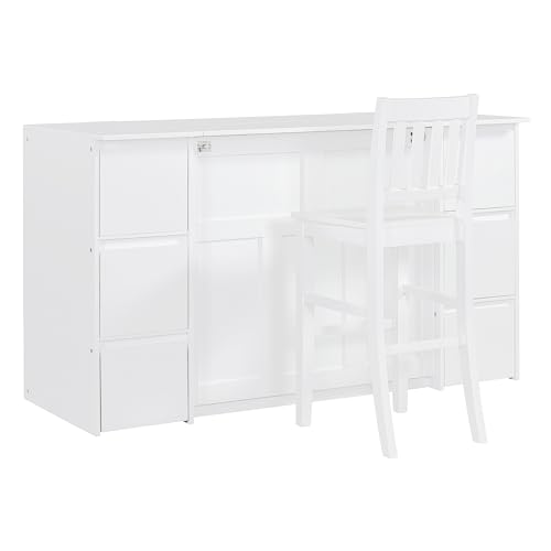 Full Size Murphy Bed with Drawers, Cabinets and USB Ports,Wood Murphy Bed Cabinet Bed Removable Shelves