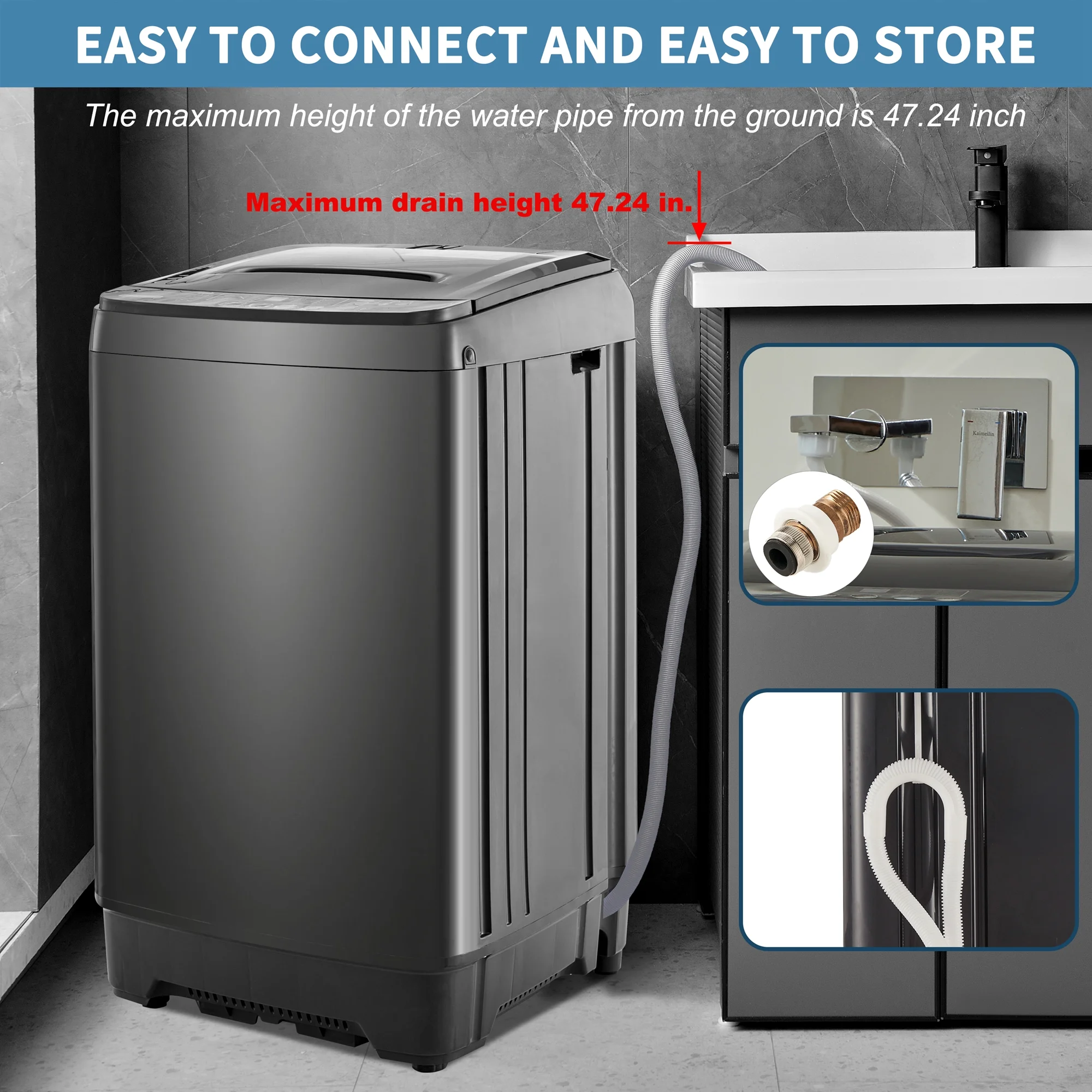 Churanty Small Portable Home Automatic Washer Machine with Drain Pump 17.6 Pounds for Apartments Dorms Laundry