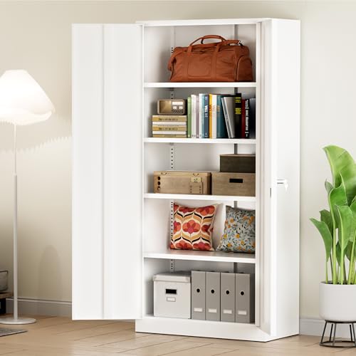 Greenvelly Metal Storage Cabinet, 72" Black Locking Storage Cabinets with Doors and 4 Shelves, Metal Cabinet for Garage Home Office, Classroom